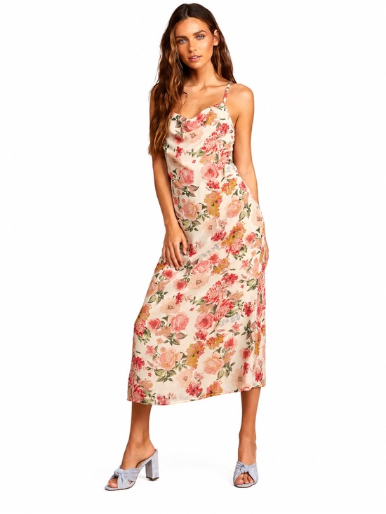 Lulus Dresses & Skirts - Lulu's Blush Floral Cowl Midi Dress